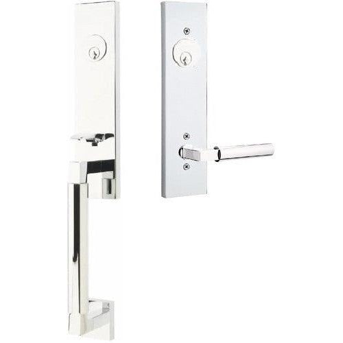 Emtek Hercules Smooth Monolithic Tubular Entry Set with Hercules Lever in Polished Chrome finish