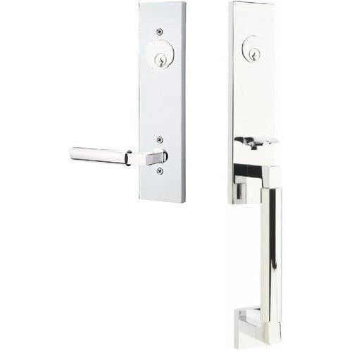 Emtek Hercules Smooth Monolithic Tubular Entry Set with Hercules Lever in Polished Chrome finish