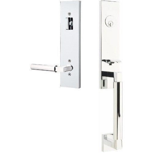 Emtek Hercules Smooth Monolithic Tubular Entry Set with Hercules Lever in Polished Chrome finish