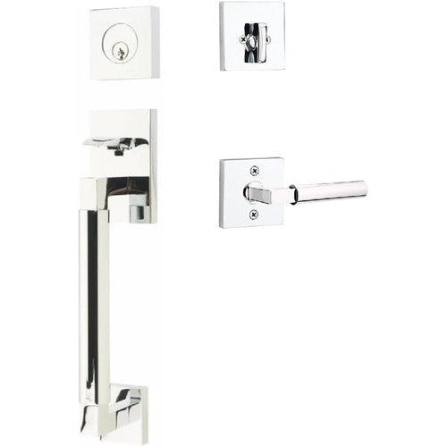 Emtek Hercules Smooth Sectional Tubular Entry Set with Hercules Lever in Polished Chrome finish