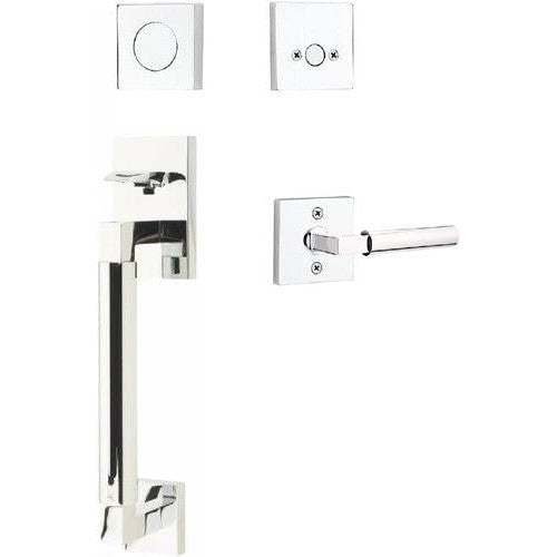 Emtek Hercules Smooth Sectional Tubular Entry Set with Hercules Lever in Polished Chrome finish