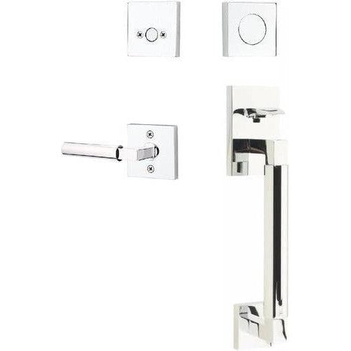 Emtek Hercules Smooth Sectional Tubular Entry Set with Hercules Lever in Polished Chrome finish