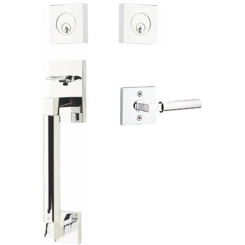 Emtek Hercules Smooth Sectional Tubular Entry Set with Hercules Lever in Polished Chrome finish