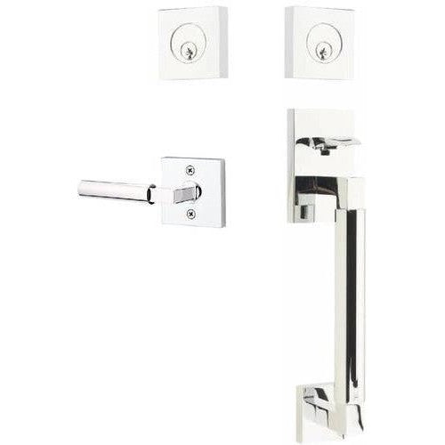 Emtek Hercules Smooth Sectional Tubular Entry Set with Hercules Lever in Polished Chrome finish