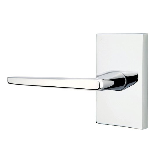 Emtek Hermes Lever With Modern Rectangular Rosette in Polished Chrome finish