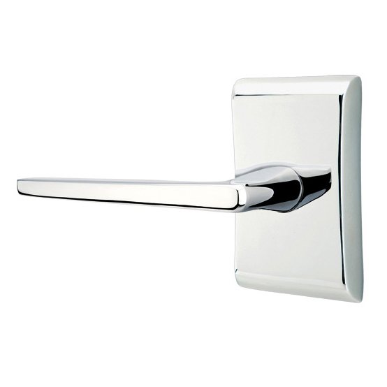 Emtek Hermes Lever With Neos Rosette in Polished Chrome finish