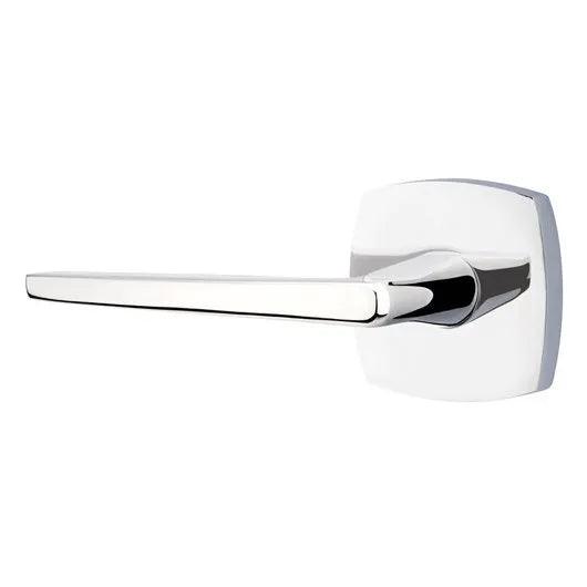 Emtek Hermes Lever With Urban Modern Rosette in Polished Chrome finish