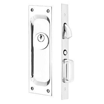 Emtek Keyed Classic Pocket Door Mortise Lock in Polished Chrome finish