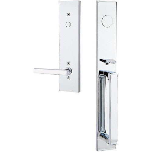 Emtek Lausanne Entrance Handleset With Freestone Lever in Polished Chrome finish