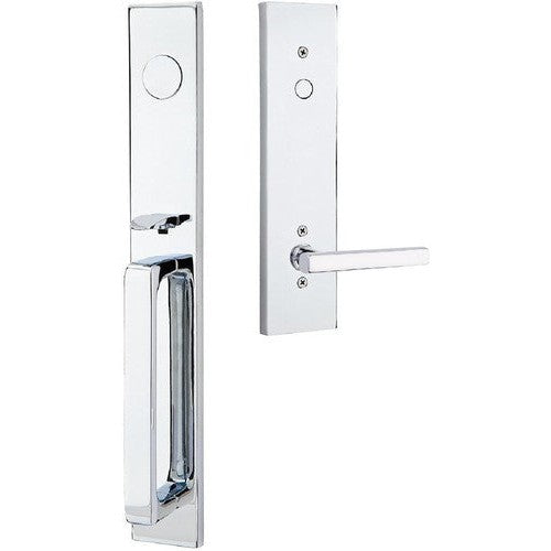 Emtek Lausanne Entrance Handleset With Freestone Lever in Polished Chrome finish