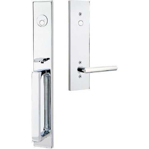 Emtek Lausanne Tubular Entrance Handleset With Stuttgart Lever in Polished Chrome finish