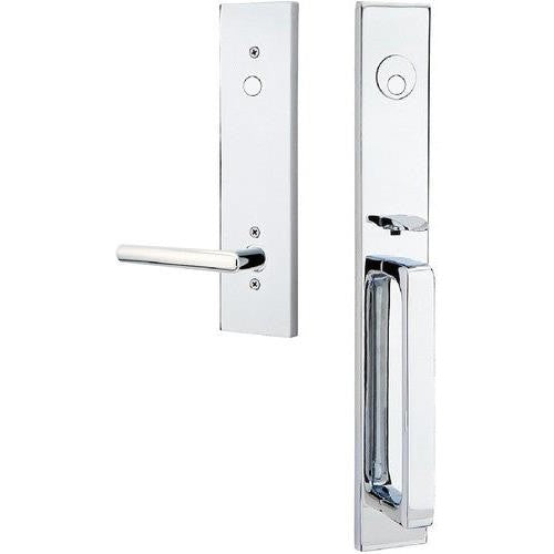 Emtek Lausanne Tubular Entrance Handleset With Stuttgart Lever in Polished Chrome finish