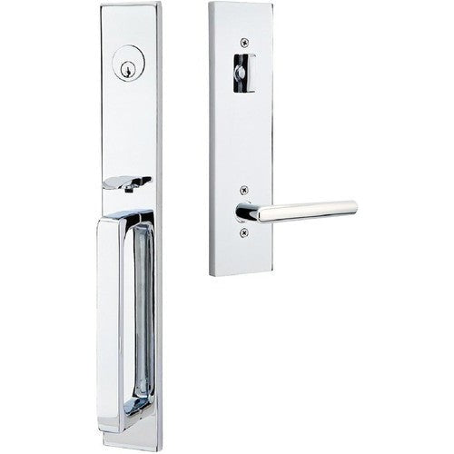 Emtek Lausanne Tubular Entrance Handleset With Stuttgart Lever in Polished Chrome finish