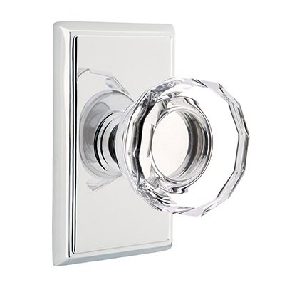 Emtek Lowell Crystal Knob with Rectangular Rosette in Polished Chrome finish