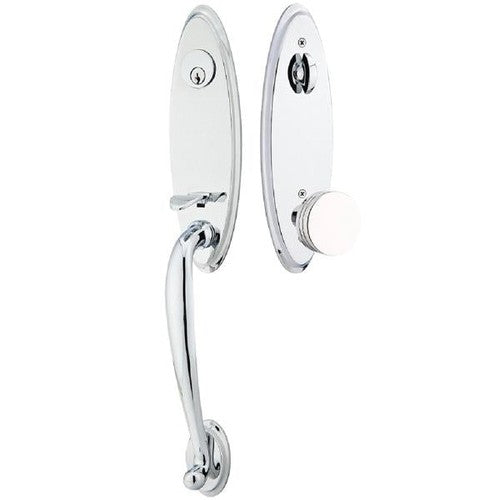 Emtek Marietta Tubular Entrance Handleset With Bern Knob in Polished Chrome finish