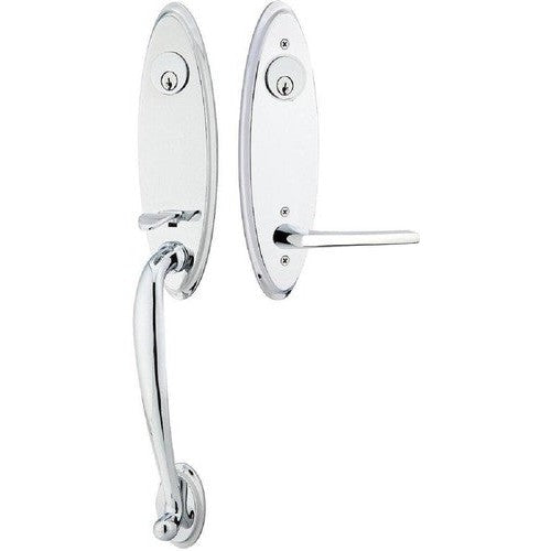 Emtek Marietta Tubular Entrance Handleset With Helios Lever in Polished Chrome finish