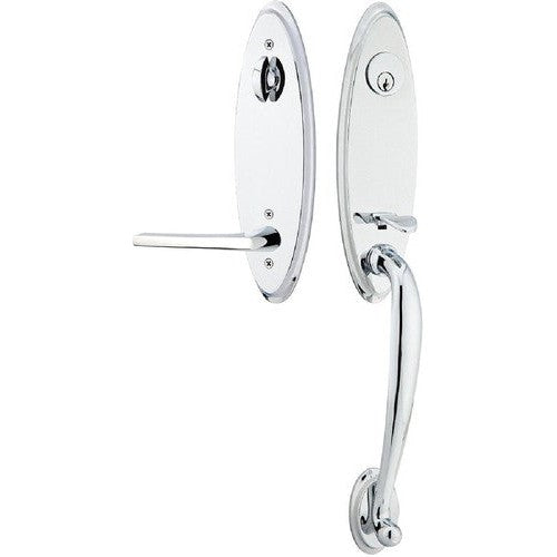 Emtek Marietta Tubular Entrance Handleset With Helios Lever in Polished Chrome finish