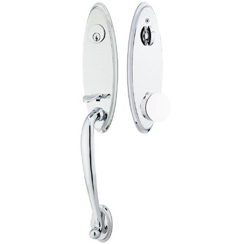 Emtek Marietta Tubular Entrance Handleset With Round Knob in Polished Chrome finish