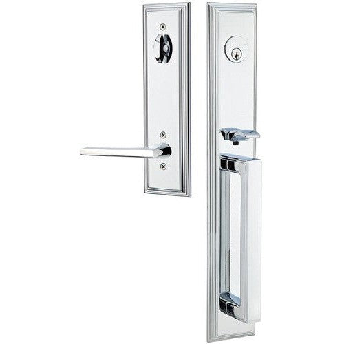 Emtek Melrose Tubular Entrance Handleset With Helios Lever in Polished Chrome finish