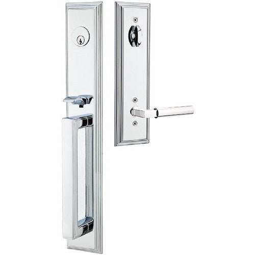 Emtek Melrose Tubular Entrance Handleset With Hercules Lever in Polished Chrome finish