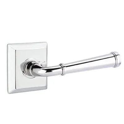 The Emtek Merrimack Lever with Quincy Rosette in Polished Chrome finish.