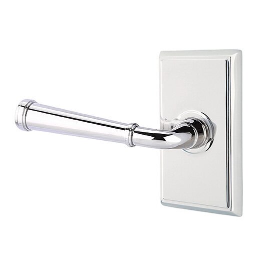 The Emtek Merrimack Lever With Rectangular Rosette in Polished Chrome finish