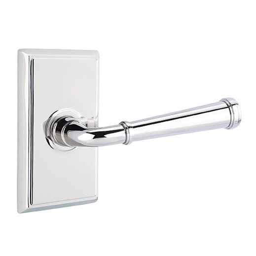 The Emtek Merrimack Lever With Rectangular Rosette in Polished Chrome finish