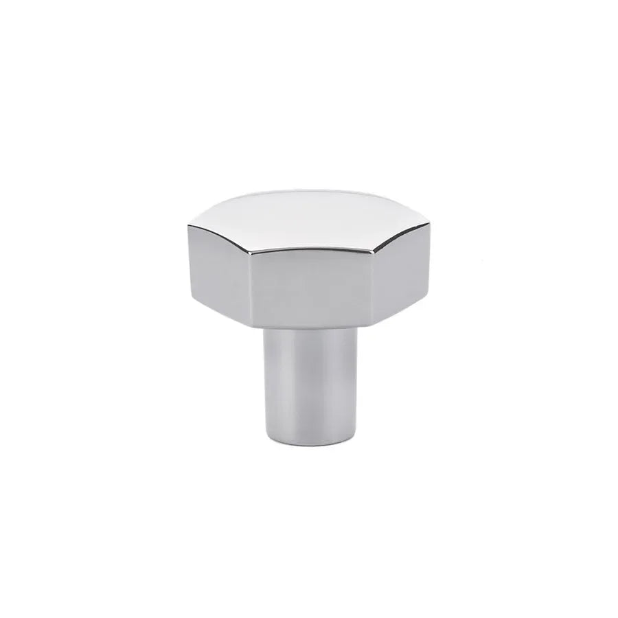 The Emtek Mod Hex Knob 1-1/8" in Polished Chrome finish