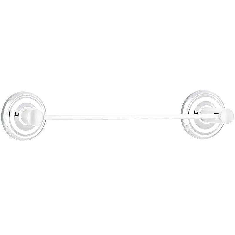 Emtek Modern Brass Towel Bar (24" Wide) With Regular Rosette in Polished Chrome finish