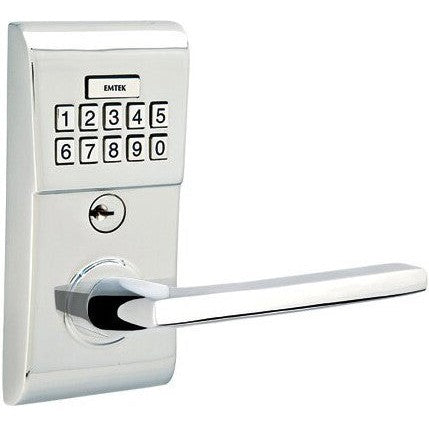 Emtek Modern Electronic Keypad Leverset with Helios Lever in Polished Chrome finish