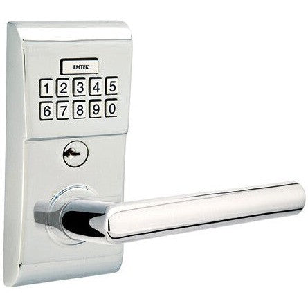 Emtek Modern Electronic Keypad Leverset with Stuttgart Lever in Polished Chrome finish