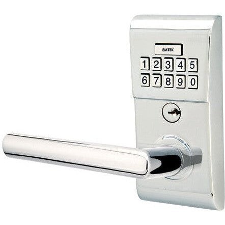 Emtek Modern Electronic Keypad Leverset with Stuttgart Lever in Polished Chrome finish