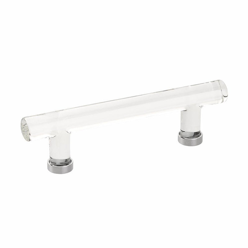 The Emtek Modern Glass Bar Cabinet Pull, 4" Center to Center in Polished Chrome finish