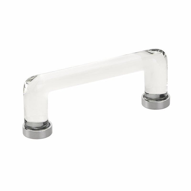 The Emtek Modern Glass Cabinet Pull, 4" Center to Center in Polished Chrome finish