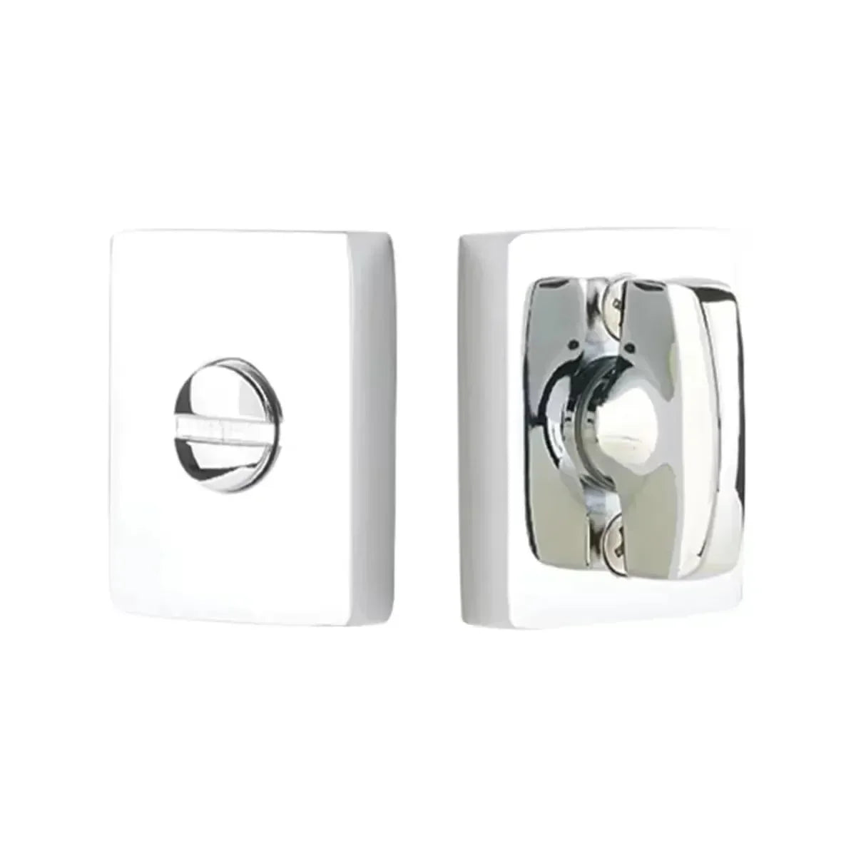 The Emtek Modern Thumbturn Privacy Bolt in Polished Chrome finish.