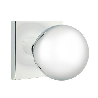 Emtek Orb Knob with Square Rosette in Polished Chrome finish