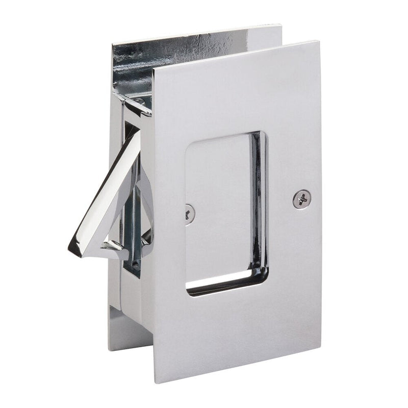 Emtek Passage Modern Rectangular Pocket Door Lock in Polished Chrome finish