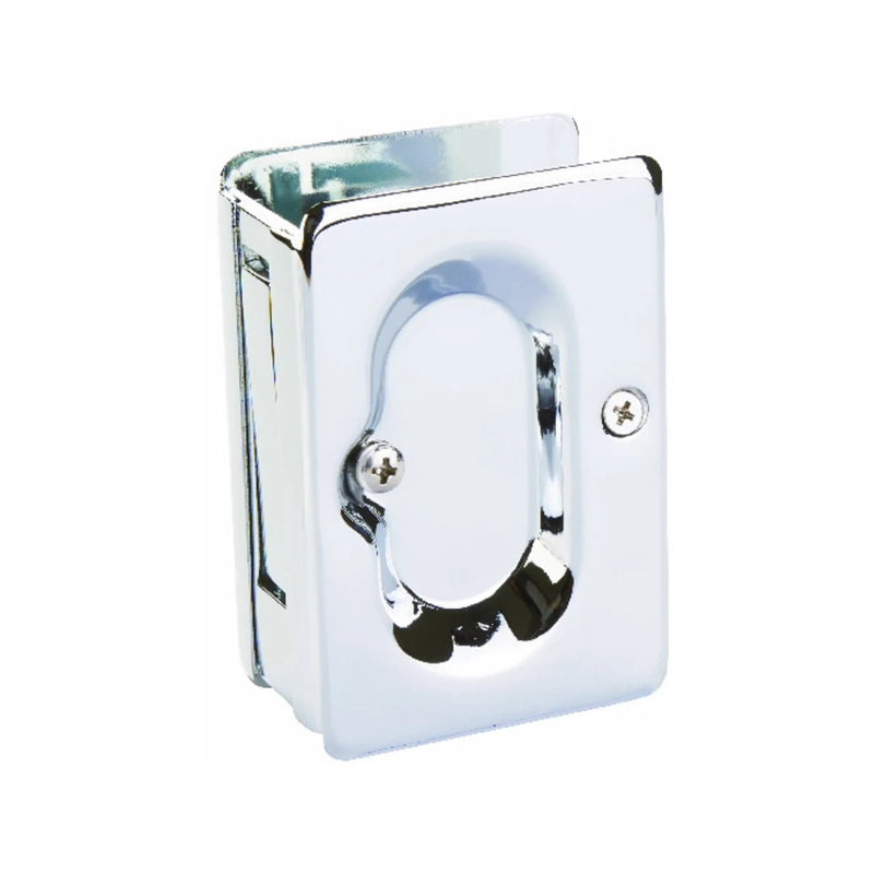 The Emtek Passage Standard Pocket Door Lock in Polished Chrome finish