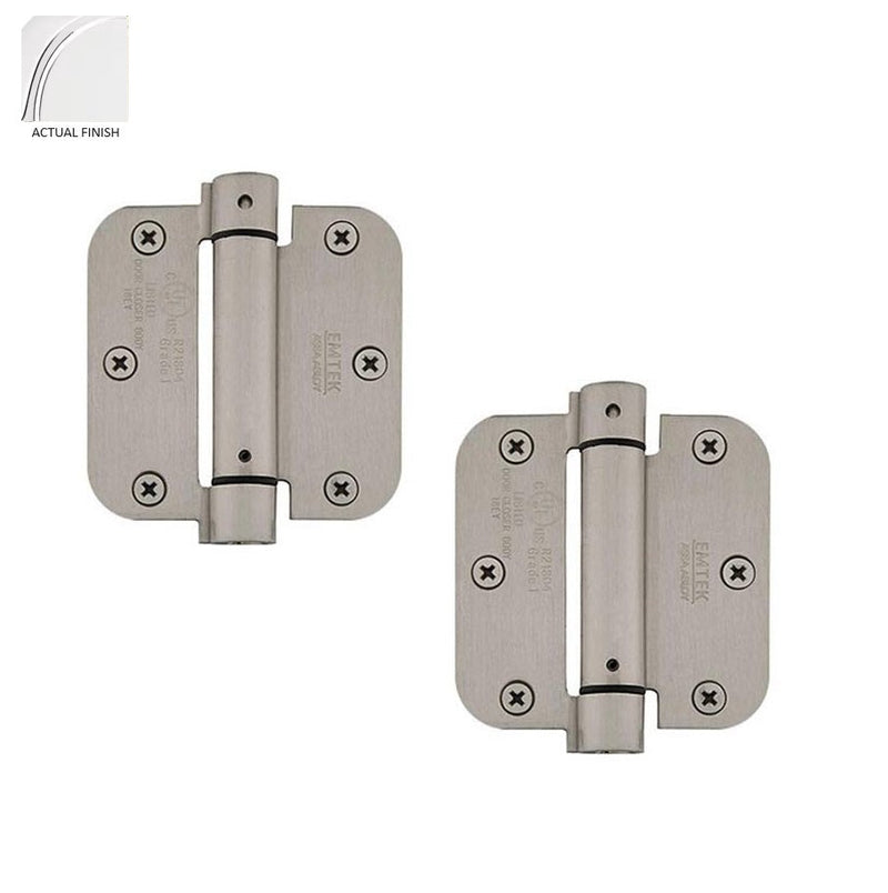 The Emtek Plated Steel UL Listed Spring Hinge, 3.5" x 3.5" with 5/8" Radius Corners in Polished Chrome finish
