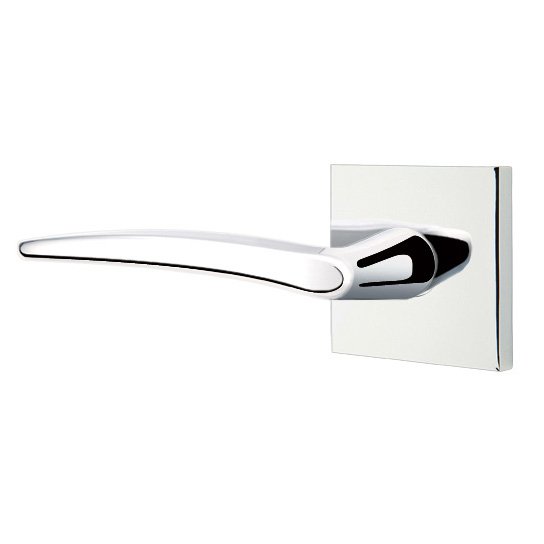 Emtek Poseidon Lever With Square Rosette in Polished Chrome finish