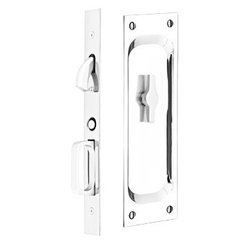 The Emtek Privacy Classic Pocket Door Mortise Lock in Polished Chrome finish