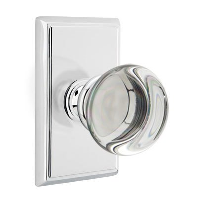 Emtek Providence Crystal Knob with Rectangular Rosette in Polished Chrome finish