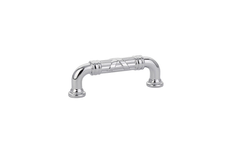 The Emtek Ribbon & Reed Estate Cabinet Pull, 3" Center to Center in Polished Chrome finish