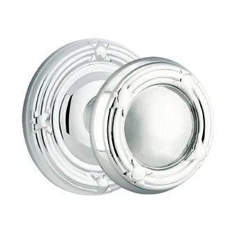 Emtek Ribbon & Reed Knob with Ribbon & Reed Rosette in Polished Chrome finish