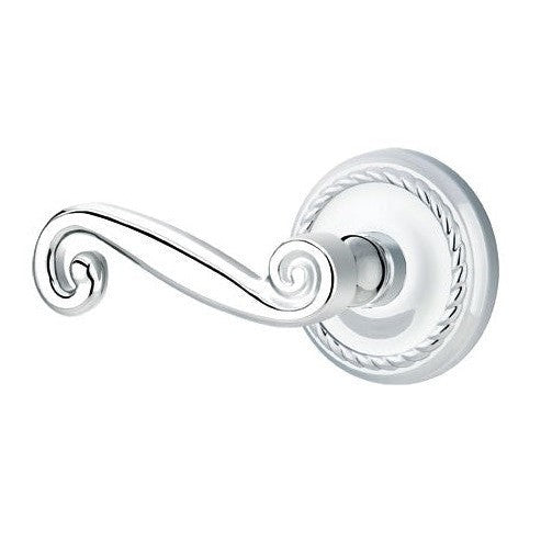 Emtek Rustic Lever With Rope Rosette in Polished Chrome finish