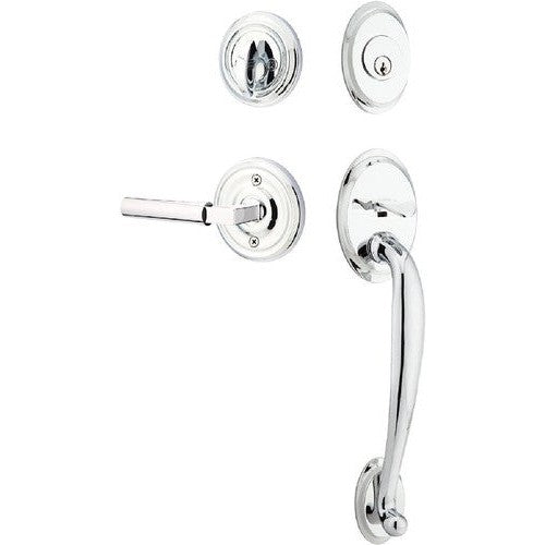 Emtek Saratoga Tubular Entrance Handleset With Hercules Lever in Polished Chrome finish