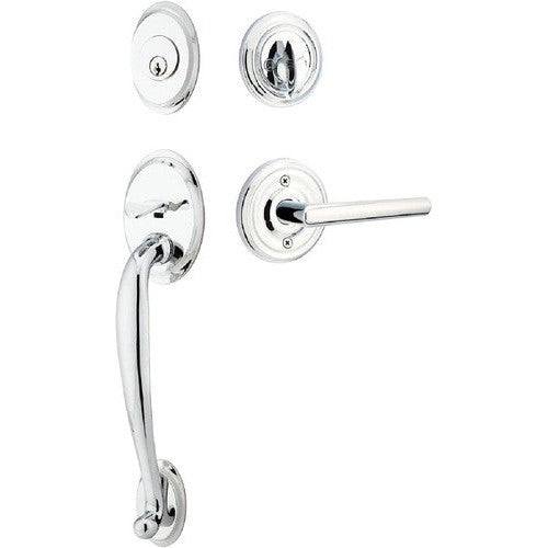 Emtek Saratoga Tubular Entrance Handleset With Stuttgart Lever in Polished Chrome finish