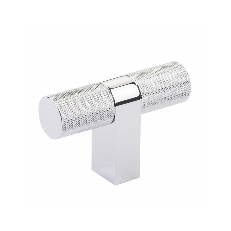 Emtek Select Bar Knurled Cabinet T-Knob, 3 1/8" in Polished Chrome finish