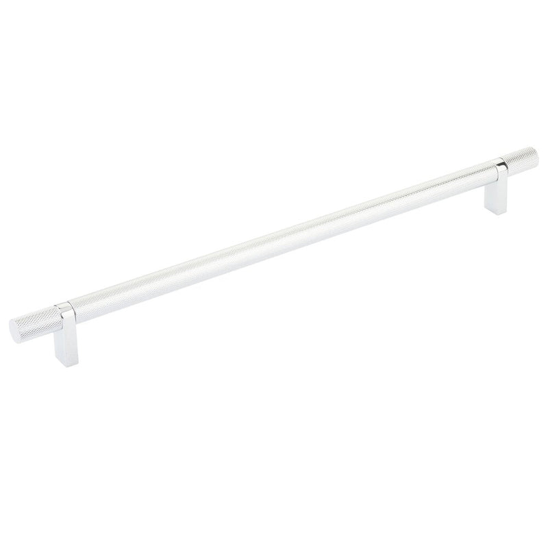 The Emtek Select Knurled Cabinet Bar Pull, 12" C-to-C in Polished Chrome finish