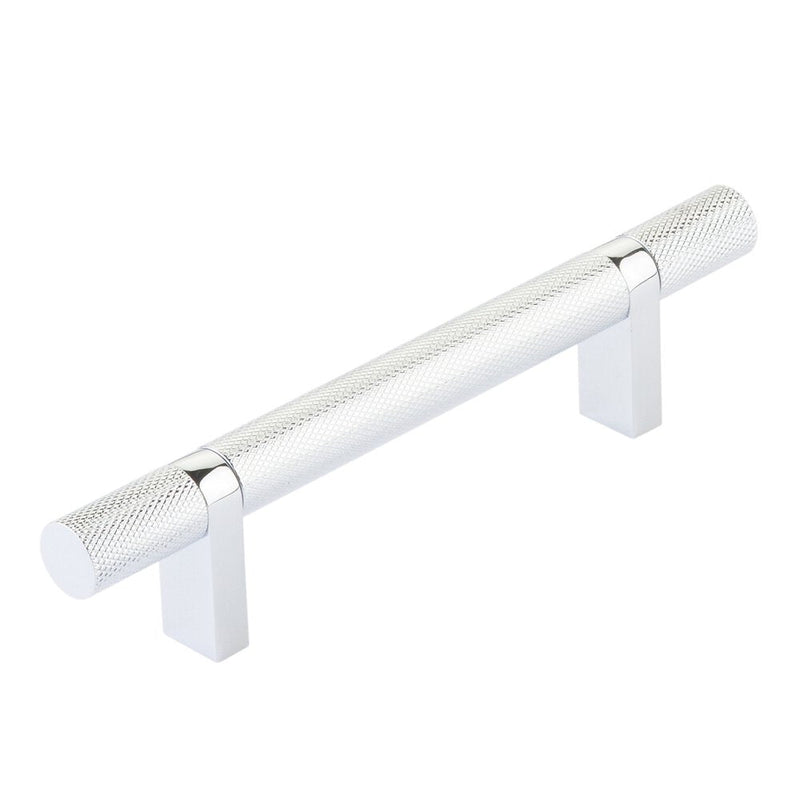 The Emtek Select Knurled Cabinet Bar Pull, 4" C-to-C in Polished Chrome finish